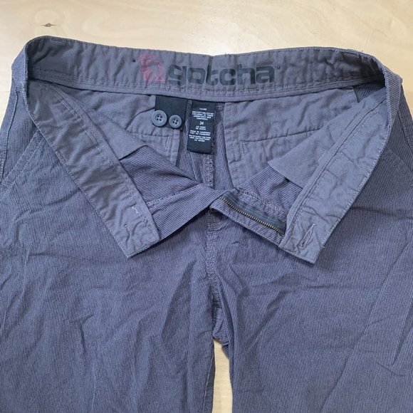 Gotcha Cargo Shorts Mens 34 Gray Striped Flat Front Chino Golf Shorts - Picture 3 of 5